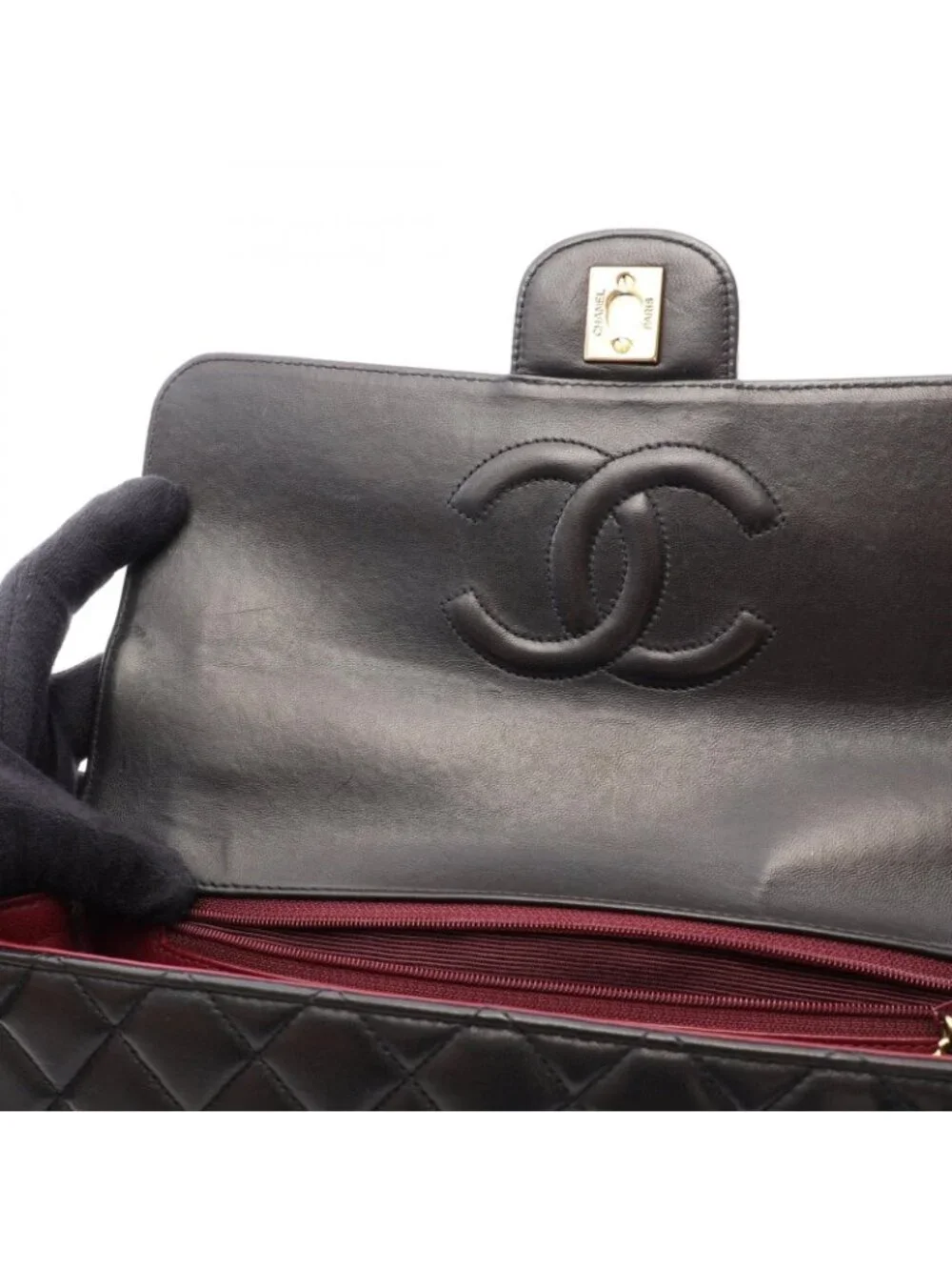 Chanel Handbag Quilted Parent Child Bag Black Lambskin